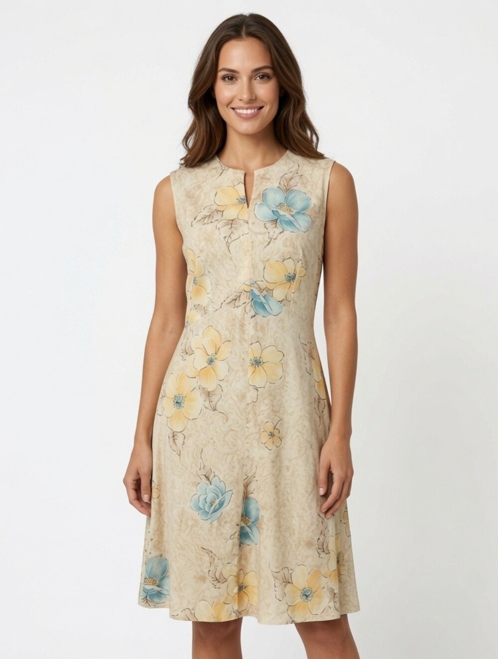 70s Vintage Floral sleeveless Dress